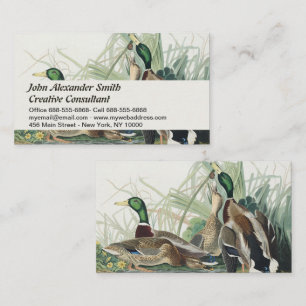 Vintage Audubon Wilde Eend Natuur Kunst Visitekaartje
