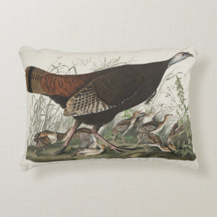 Vintage Audubon Wilde Kalkoense Hen & Jong Kunst Accent Kussen