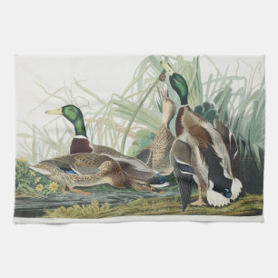 Vintage Audubon-wildlife-kunst over de wilde eend Theedoek