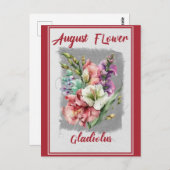 Vintage August Bloem Gladiolus Bloemstuk Briefkaart (Voorkant / Achterkant)