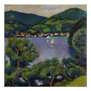 Vintage August Macke Uitzicht van de Tegernsee Perfect Poster