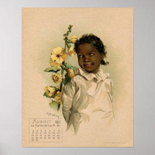 Vintage augustus 1891 mooie kinderen tekenen poster
