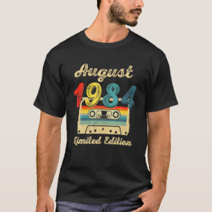 Vintage augustus 1984 Cassettebandje 37e verjaarda T-shirt