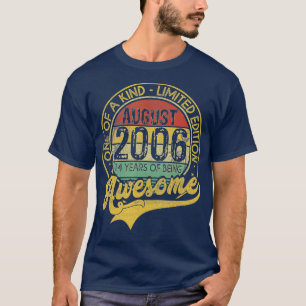 Vintage augustus 2006 14 jaar, geboren in 2006 14e t-shirt