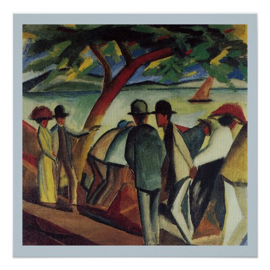 Vintage augustus Macke Walkers bij het meer Poster (Voorkant)