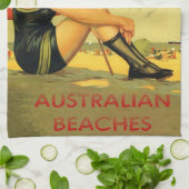 Vintage Australische stranden Poster Theedoek (Gevouwen)