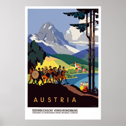 Vintage Austria Alps Travel Poster (Voorkant)