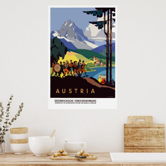 Vintage Austria Alps Travel Poster (Keuken)