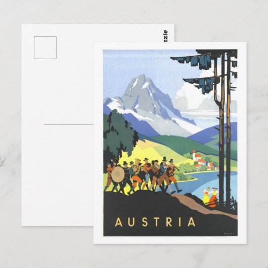 Vintage Austria Travel Poster Briefkaart (Voorkant / Achterkant)