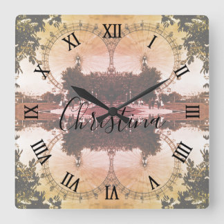 Vintage Austria Vienna Prater giant wheel Large Cl Vierkante Klok