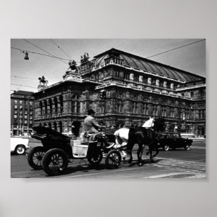 Vintage Austria Wenen Fiaker Staatsopera Poster