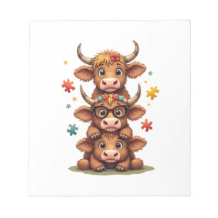 Vintage Autisme Hoogland Koe Trio Glurend Cute Koe Notitieblok