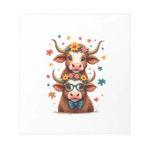 Vintage Autisme Hoogland Koe Trio Gluurt Schattig Notitieblok
