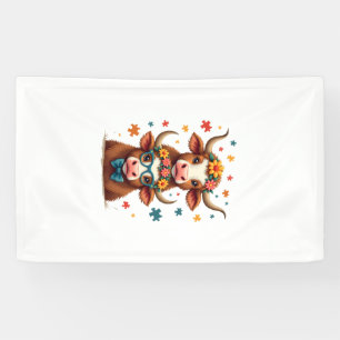 Vintage Autisme Hoogland Koe Trio Gluurt Schattige Spandoek