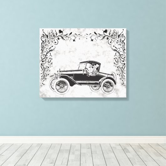 Vintage-auto 2 canvas afdruk (Insitu (Houten vloer))