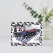 Vintage-auto adverteren, Skiën per auto Briefkaart (Staand voorkant)