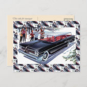 Vintage-auto adverteren, Skiën per auto Briefkaart (Voorkant / Achterkant)