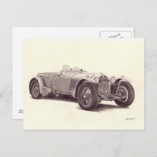 Vintage-auto: Alpha Romeo 8C Briefkaart (Voorkant / Achterkant)