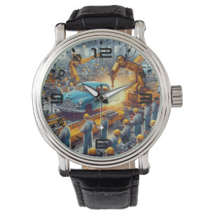 Vintage auto assemblagelijn horloge