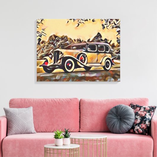 Vintage-auto Canvas Afdruk (Insitu (Woonkamer))