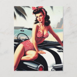 Vintage Auto Classic Pin Up Briefkaart