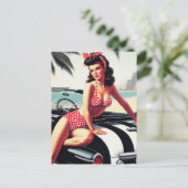 Vintage Auto Classic Pin Up Briefkaart (Staand voorkant)