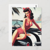 Vintage Auto Classic Pin Up Briefkaart (Voorkant / Achterkant)