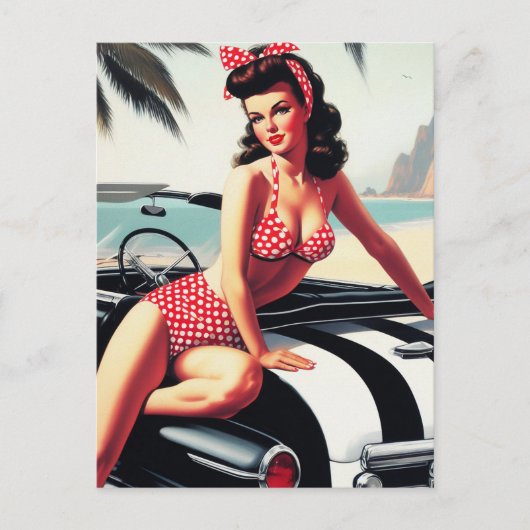 Vintage Auto Classic Pin Up Briefkaart (Voorkant)
