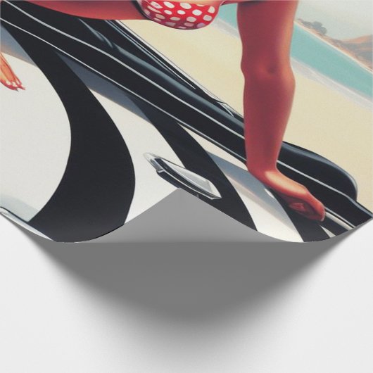 Vintage Auto Classic Pin Up Cadeaupapier (Hoek)