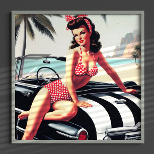Vintage Auto Classic Pin Up Poster