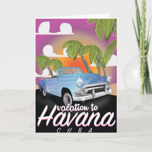 Vintage auto de vakantiePoster van Havana, Cuba Feestdagen Kaart