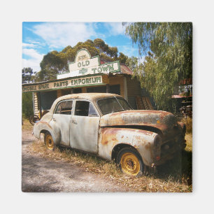 Vintage-auto en -garage, Fridge Magnet