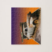 Vintage auto en garage popout kunst, puzzel (Verticaal)