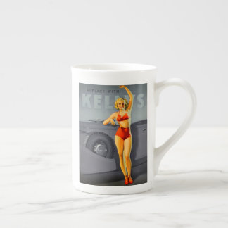 Vintage auto en model pin-up porselein kop