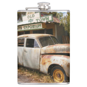 Vintage-auto en -slijp, heupkolf heupfles