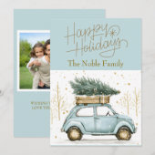 Vintage auto foto kerst feestdagenkaart (Voorkant / Achterkant)
