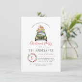 Vintage Auto Groen Plaid Kerstmis Feest Kaart (Staand voorkant)