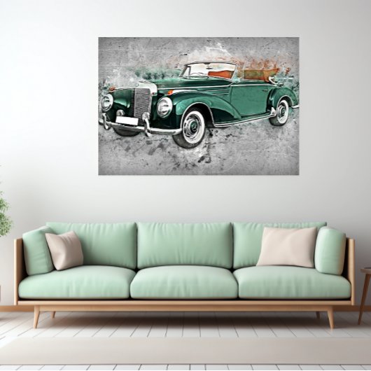 Vintage auto groen tijdloze auto kunst poster