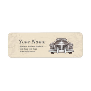 vintage auto, het adresstickers van de etiket