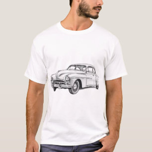 Vintage auto houtskool schets t-shirt
