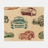 Vintage auto illustratie achtergrond patroon fleece deken (Voorkant (Horizontaal))