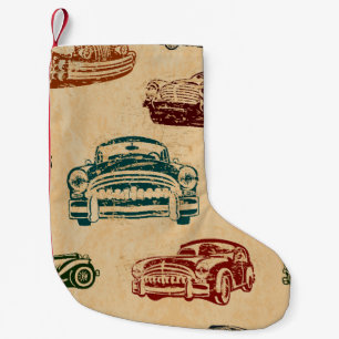 Vintage auto illustratie achtergrond patroon kleine kerstsok