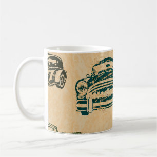 Vintage auto illustratie achtergrond patroon koffiemok