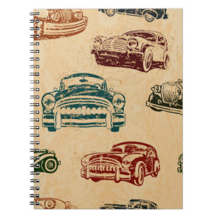 Vintage auto illustratie achtergrond patroon notitieboek