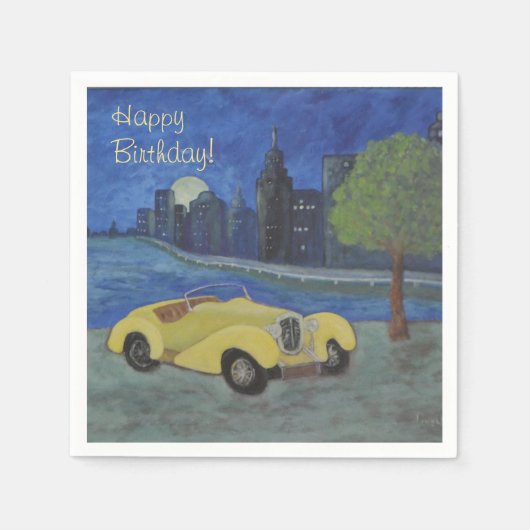 Vintage-auto in de stad servet (Voorkant)