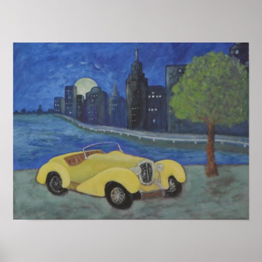 Vintage-auto in het Poster van de stad (Voorkant)