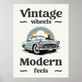 Vintage auto in retro kleuren. poster (Voorkant)