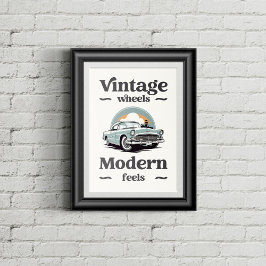 Vintage auto in retro kleuren. poster