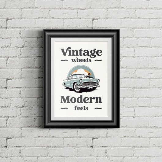 Vintage auto in retro kleuren. poster