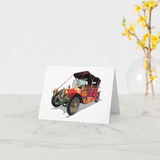 Vintage-auto Kaart (Gele Bloem)